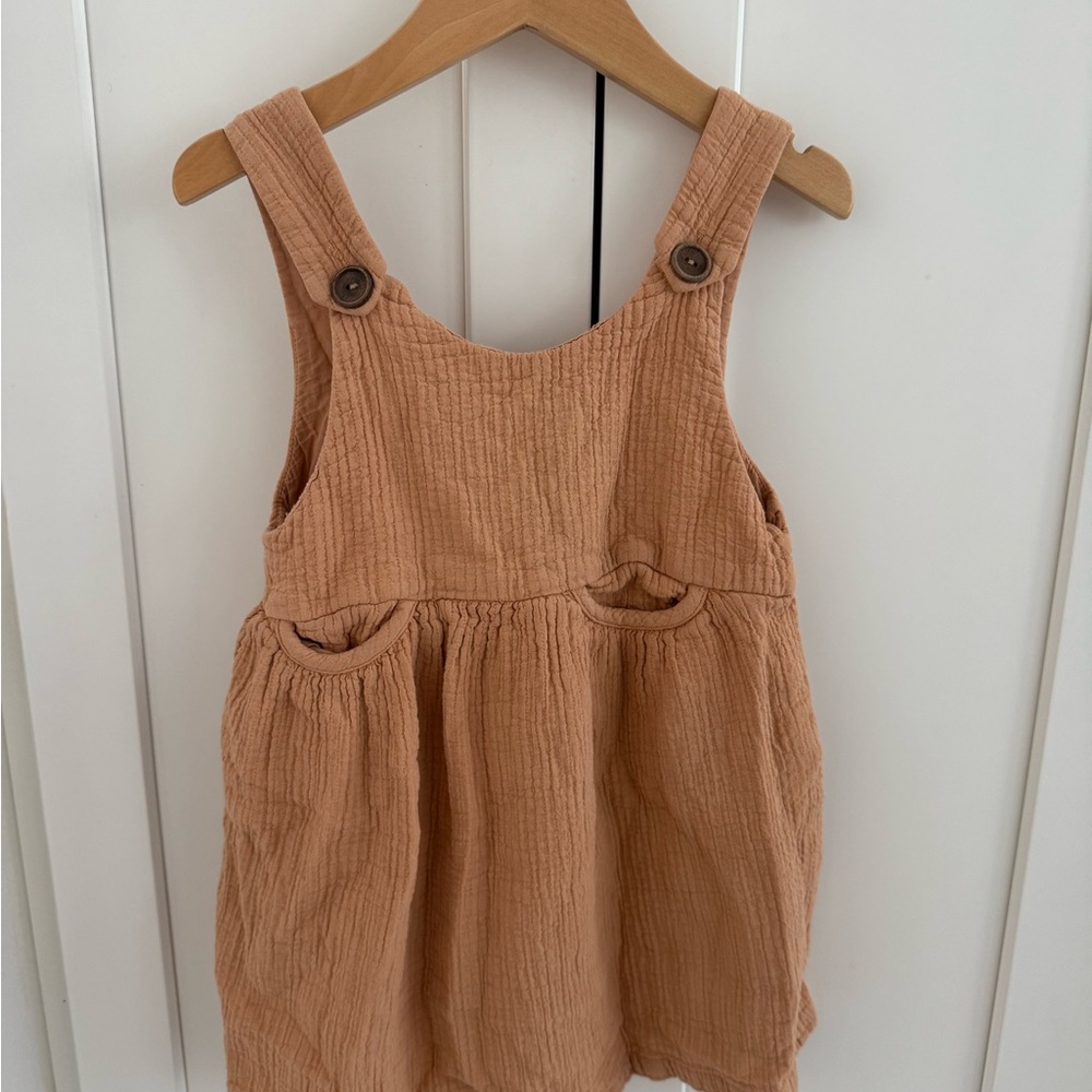 Zara Peach Textured Cotton Dress